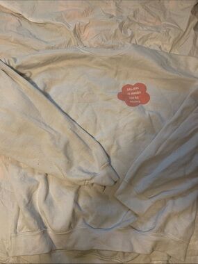 Unbranded Cream Crewneck Sweatshirt with Pink Graphic
